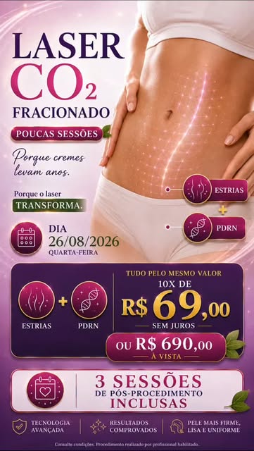 Reel da Clínica PIO sobre laser CO2 com PDRN no tratamento de estrias